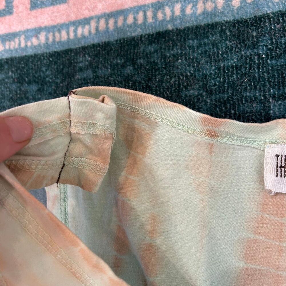 The Pyramid Collection Dress Vintage Small Peach Green Cotton Tie Dye Ombre Midi - Picture 5 of 16